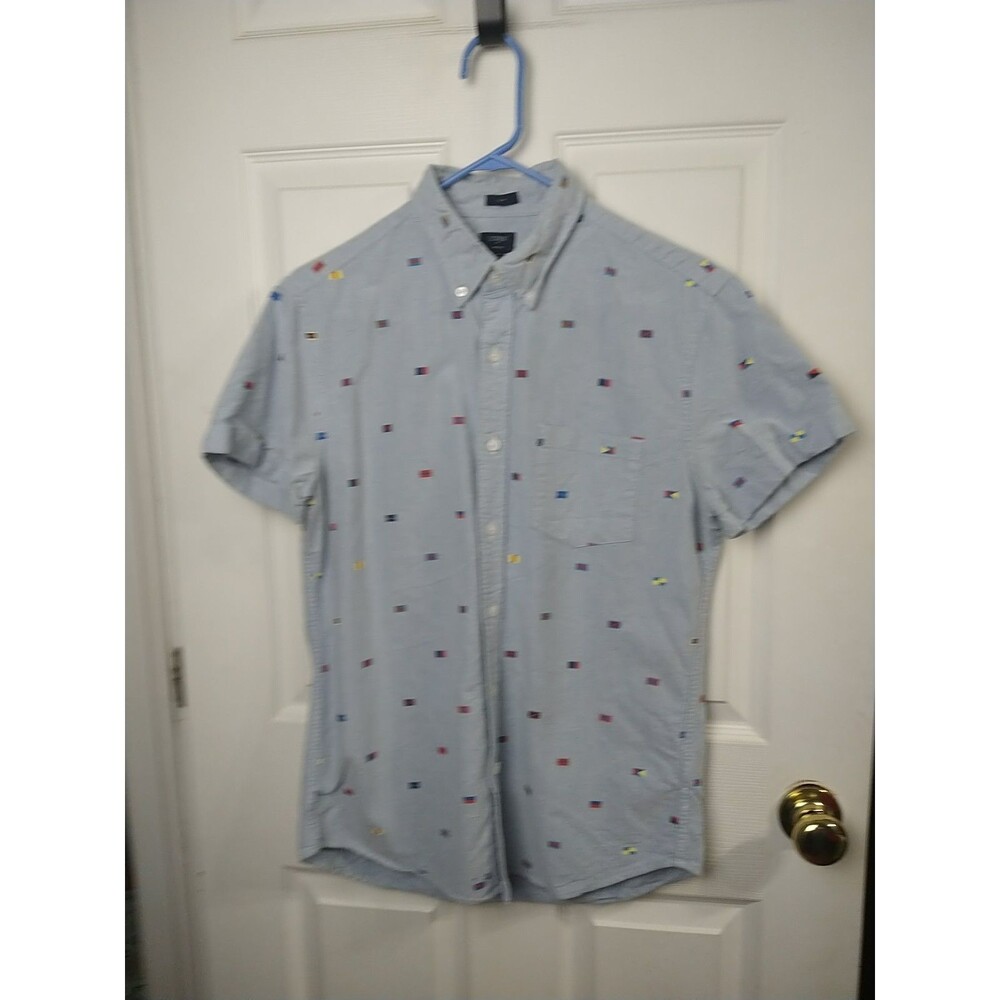J. Crew Men's M Slim Oxford Flags Casual Preppy Button Shirt academia